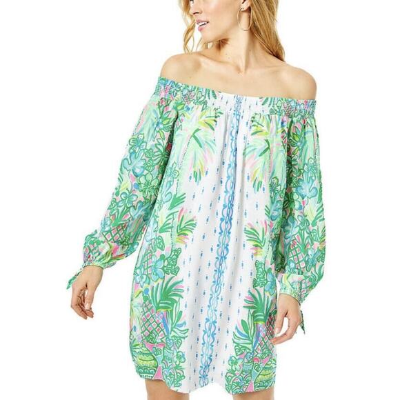 Lilly Pulitzer Women's Maryellen Off-the-shoulder Dress Resort White Size M - Picture 2 of 13